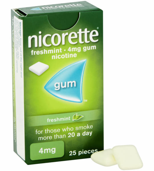 Kẹo gum Nicorette 4mg-cai thuốc lá 25 viên