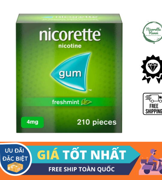 Kẹo cai thuốc lá Nicorette 4mg freshmint hàng Mỹ-hiệu quả cao-210pieces