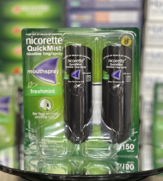 Xịt cai thuốc lá Nicorette Quickmist 1mg (2 x 150 lần xịt) – Nicorette QuickMist Mouthspray (2 x 150 Sprays)