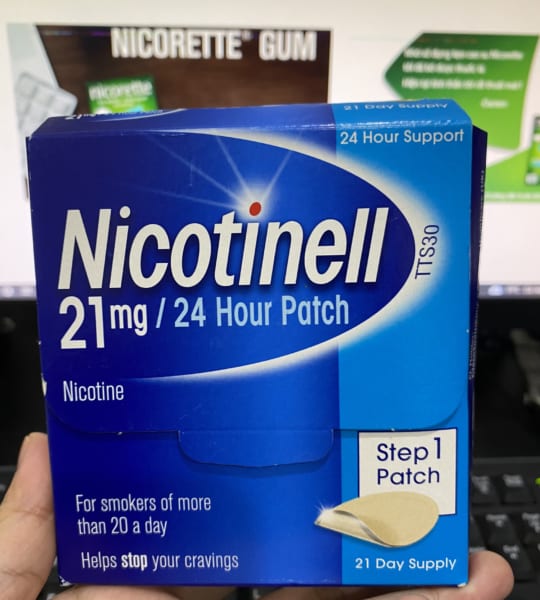 Miếng dán cai thuốc lá Nicotinell patch 21mg step 1- Nicotinell Nicotine Patch Step 1, 24 Hour Patch, 21 mg, Pack of 7