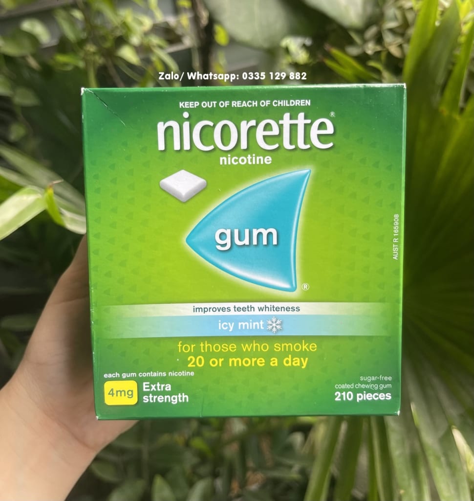 Kẹo gum cai thuốc lá Nicorette 4mg hộp 210 viên