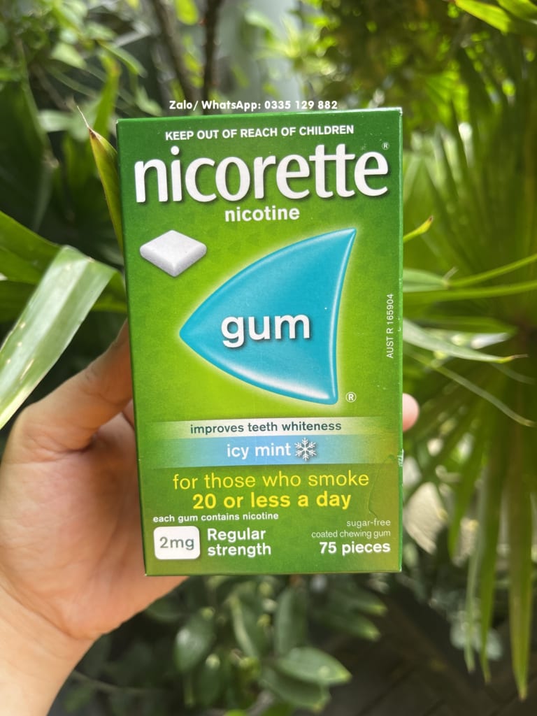 Kẹo cai thuốc lá Nicorette 2mg Icy mint