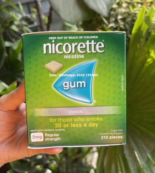 Kẹo Cai Thuốc Lá Nicorette 2mg hộp 210 Viên Vị Classic- Nicorette gum 2mg classic 210 pieces