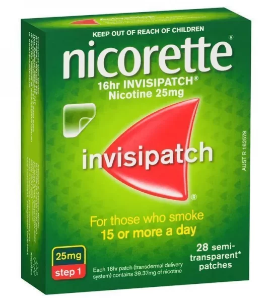 Nicorette Quit Smoking 16 Hour Nicotine Invisipatch Step 1 25mg 28 Patches