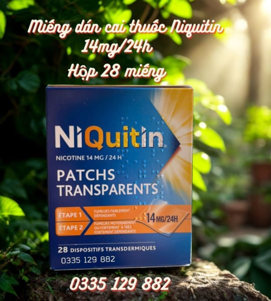 Miếng Dán Cai Thuốc Lá Niquitin 14mg/24h Chính Hãng (Hộp 28 Miếng)