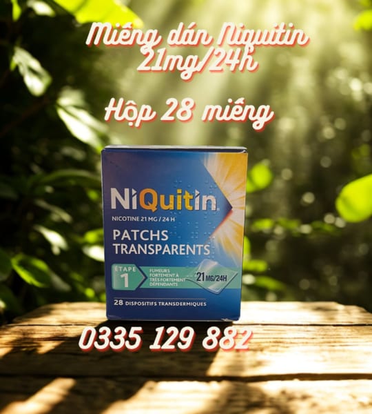 Miếng Dán Cai Thuốc Lá Niquitin Patchs 21mg/24h Chính Hãng (Hộp 28 Miếng)