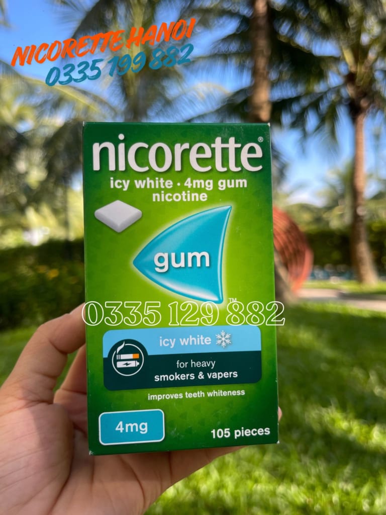 kẹo cai thuốc lá Nicorette 4mg vị icy white